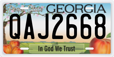 GA license plate QAJ2668