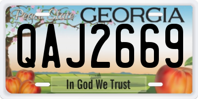 GA license plate QAJ2669