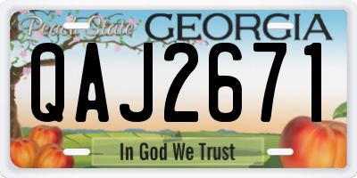 GA license plate QAJ2671