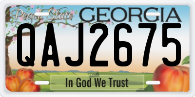 GA license plate QAJ2675