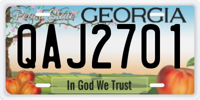 GA license plate QAJ2701