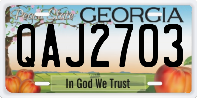 GA license plate QAJ2703
