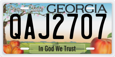 GA license plate QAJ2707