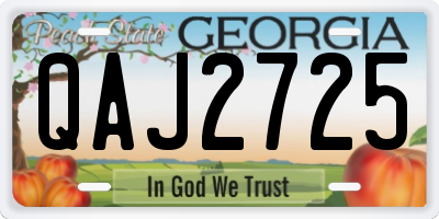 GA license plate QAJ2725