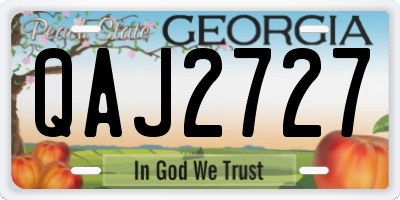 GA license plate QAJ2727