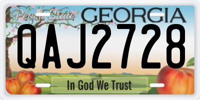 GA license plate QAJ2728