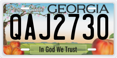 GA license plate QAJ2730