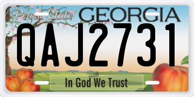 GA license plate QAJ2731