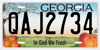GA license plate QAJ2734