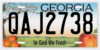 GA license plate QAJ2738