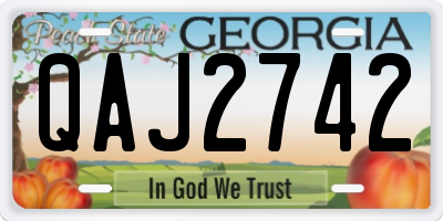 GA license plate QAJ2742