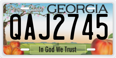 GA license plate QAJ2745