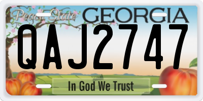 GA license plate QAJ2747
