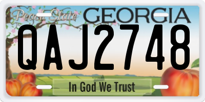 GA license plate QAJ2748