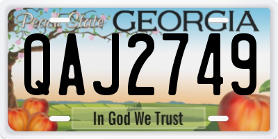 GA license plate QAJ2749