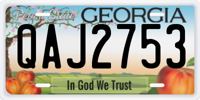 GA license plate QAJ2753
