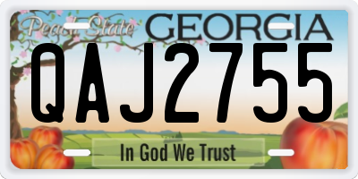 GA license plate QAJ2755