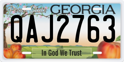 GA license plate QAJ2763