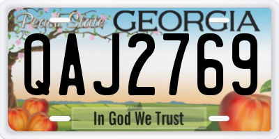 GA license plate QAJ2769
