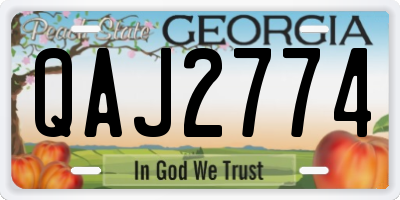 GA license plate QAJ2774