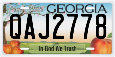 GA license plate QAJ2778
