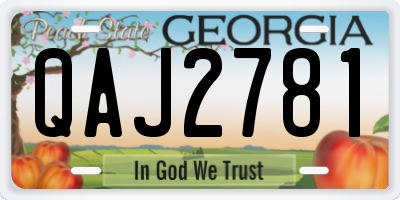 GA license plate QAJ2781