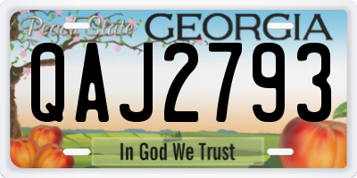 GA license plate QAJ2793