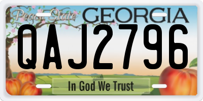 GA license plate QAJ2796