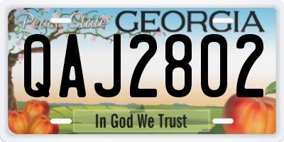 GA license plate QAJ2802