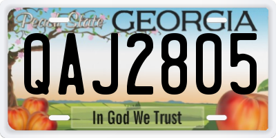 GA license plate QAJ2805
