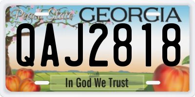 GA license plate QAJ2818
