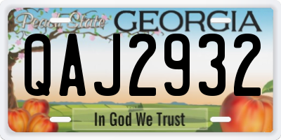 GA license plate QAJ2932
