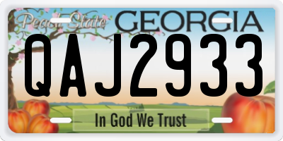 GA license plate QAJ2933