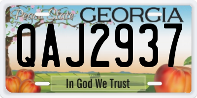 GA license plate QAJ2937