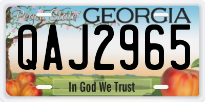 GA license plate QAJ2965