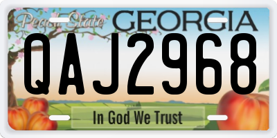 GA license plate QAJ2968