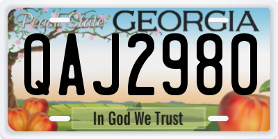 GA license plate QAJ2980