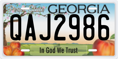 GA license plate QAJ2986
