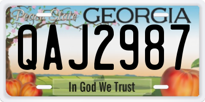 GA license plate QAJ2987