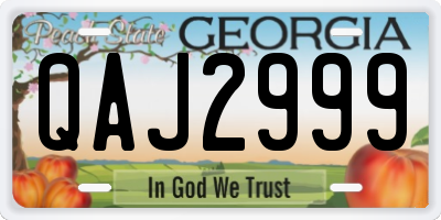 GA license plate QAJ2999