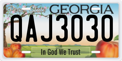 GA license plate QAJ3030