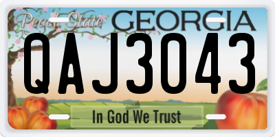 GA license plate QAJ3043