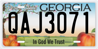 GA license plate QAJ3071