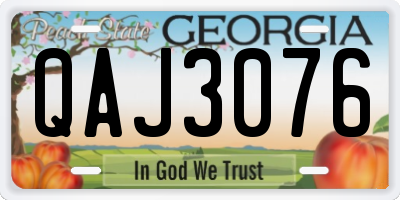 GA license plate QAJ3076