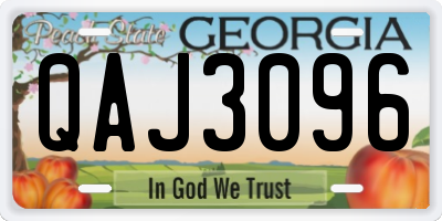GA license plate QAJ3096
