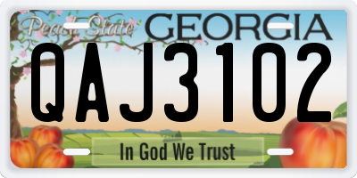 GA license plate QAJ3102