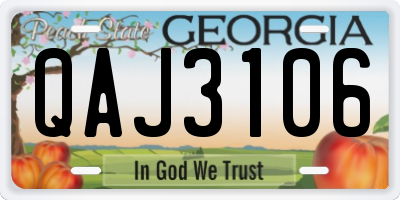 GA license plate QAJ3106