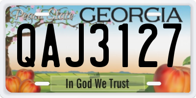 GA license plate QAJ3127