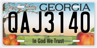 GA license plate QAJ3140