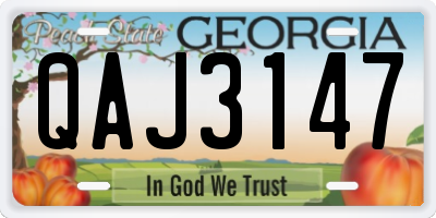 GA license plate QAJ3147